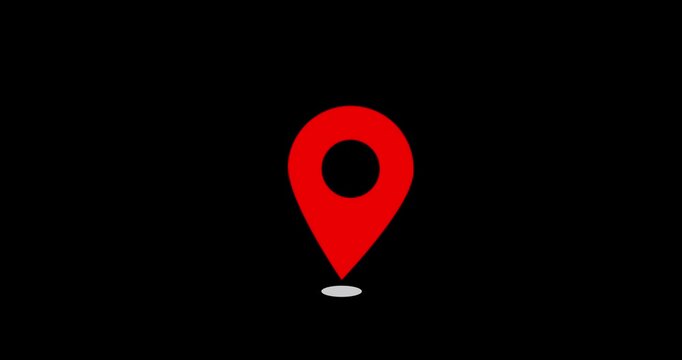 Red GPS Location Pin pointer icon animation.