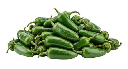 Pile of fresh green jalapeño peppers ready for cooking and seasoning