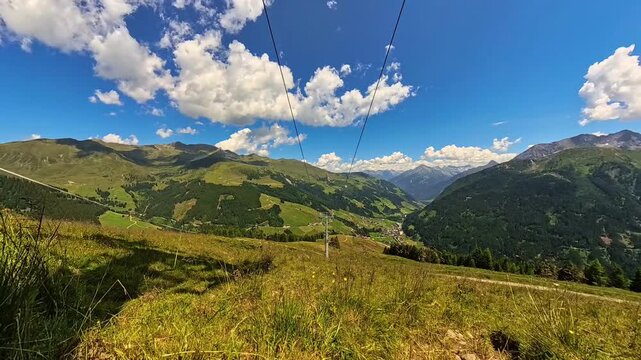 4K Timelapse alpine video with moving Clouds at Mount Grueblspitze, Eggalm, Tux-Lanersbach, Zillertal valley, Schwaz, Zell am Ziller, Tyrol, Austria