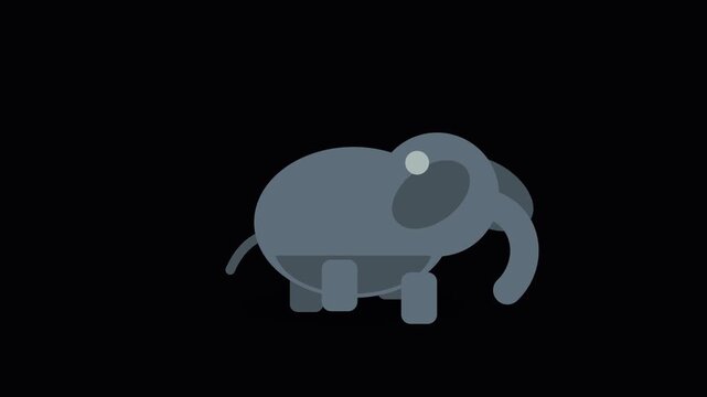 Cute Elephant Silhouette Vector Illustration, Baby Elephant Animal Icon Design with Cartoon Style for Safari, Wildlife, Zoo, Nature and Creative Kids Projects