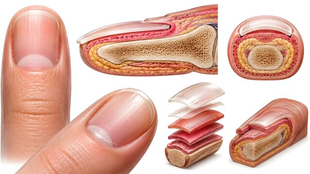 Human Fingernail Cross Section Anatomy Isolated on White Background Premium Medical Illustrati