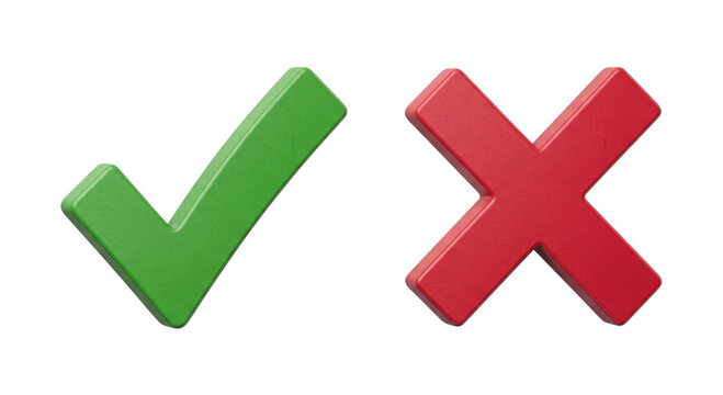 Green checkmark and red cross symbols for correct and incorrect choices