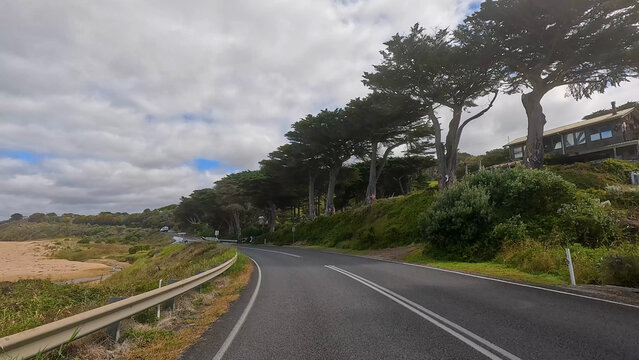 Winding Coastal Road Along the Great Ocean Road in Australia