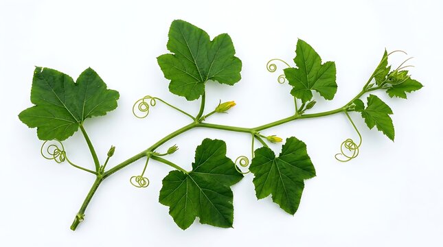 Fresh green ivy gourd vine isolated on a white background