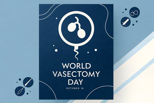 World vasectomy day awareness poster illustration with medical icons, vasectomy