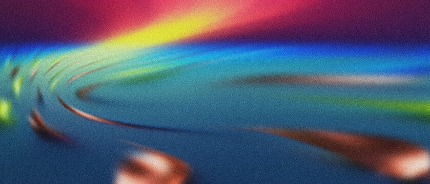 Granular texture with profound violet, radiant golden, and electric blue hues, swirling into an abstract pathway of light, ideal for modern digital