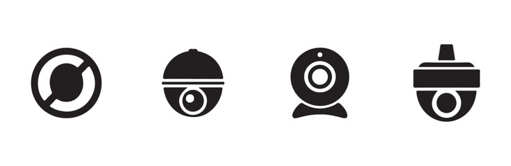 Round dome security camera icons for surveillance systems. © FARJANAAKTER