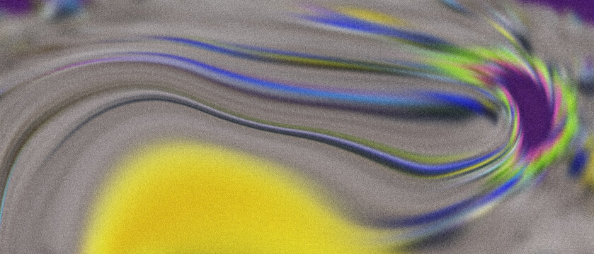 Abstract Granular Flux - Swirling blues, greens, violet, and golden liquid across a textured grey plane, ideal for modern digital designs.