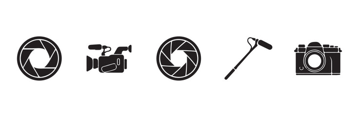 Video production and audio recording equipment icon series. © FARJANAAKTER