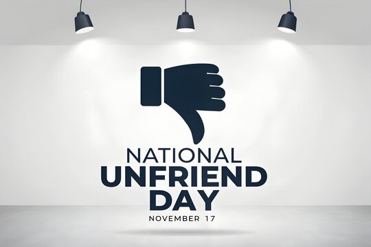 National unfriend day conceptual sign on modern gallery wall with unfriend