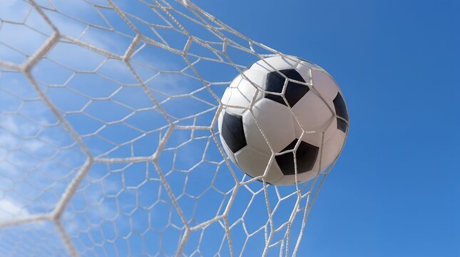 Soccer ball hitting the back of the goal net during a match with football competition celebration championship professional strikers training athletic exercise physical