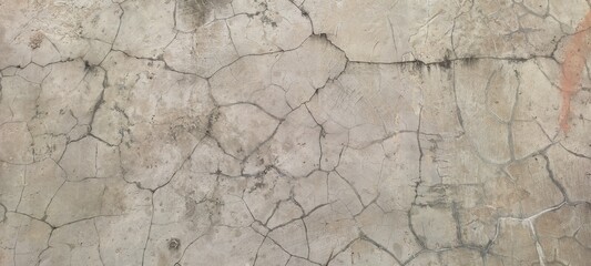 Fototapeta premium Cracked Concrete Wall Texture with Dark Weathered Fissures