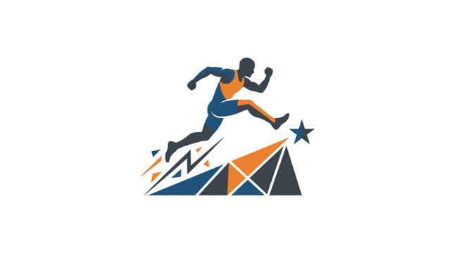 A running person vector graphic logo