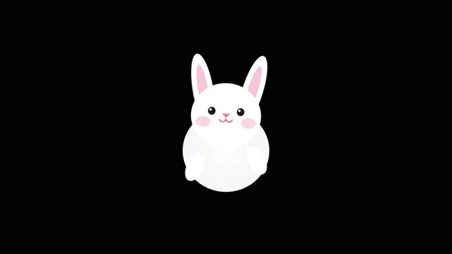 Cute Black and White Rabbit Bunny Character Vector Illustration Isolated on White Background, Adorable Easter Animal Design with Long Ears for Spring Holiday and Creative Projects