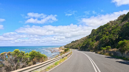Obraz premium Winding Coastal Highway Along the Great Ocean Road in Australia