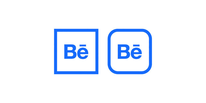 Behance logo square and rounded design blue outlines for creative portfolio platform community connection graphic design inspiration, art showcase.