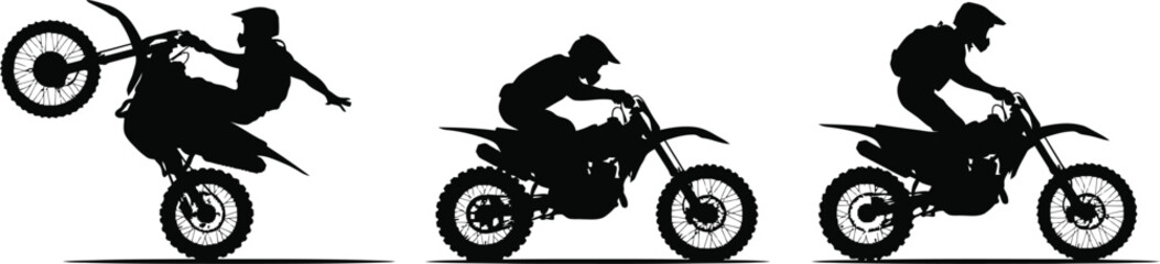 Naklejka premium Black and white of motorcycles in dynamic poses bike ride