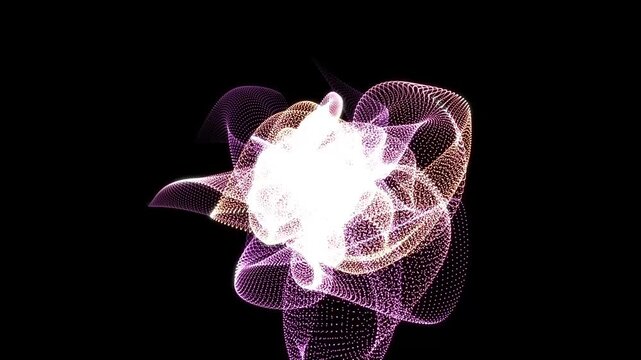 Abstract technology particle wave made with Trapcode Form featuring glowing digital dots, futuristic network mesh, flowing data visualization, seamless loop 4K background