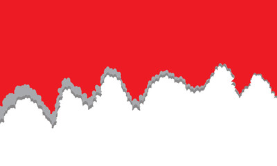 Obraz premium Abstract vector graphic illustration showing torn paper edges with a vibrant red background and white space for creative artistic design