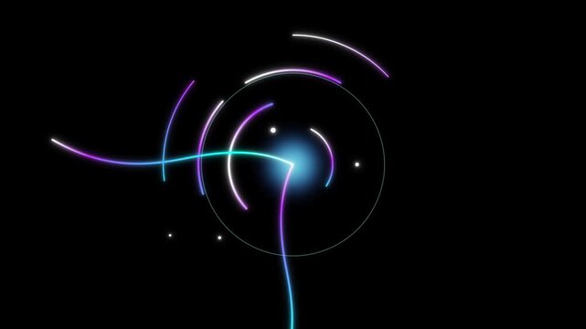 Abstract circular lines converge toward a radiant light source to symbolize modern digital connection.