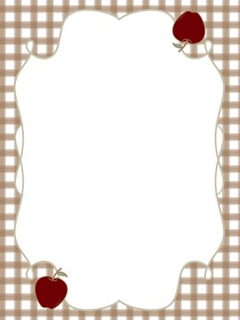 Gingham Frame with Red Apple Accents