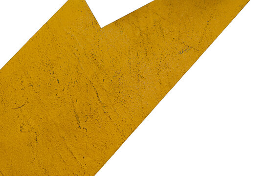 Isolated textured abstract geometric safety yellow shape on pure white background, industrial signage design asset