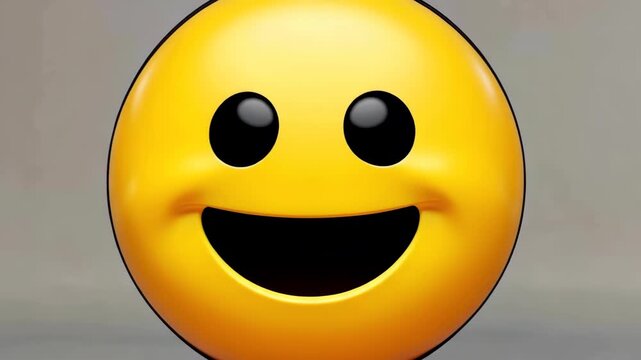 Emoji face stretching close-up into surprise then smile, supporting reaction stickers, social media feedback, chat messaging, surprise response graphics, meme captions, and entertainment app media.
