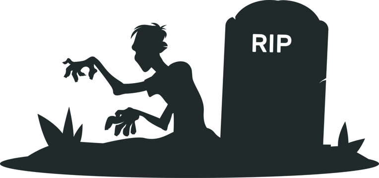 silhouette zombie in cemetery