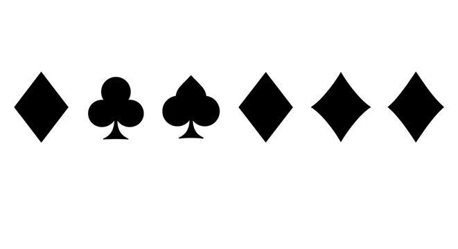 Playing card suit symbols diamonds clubs and spades.