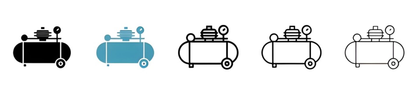 Air compressor sign icon set for ui designs. Thin line customizable illustration. Contour symbol. Vector isolated outline drawing. Editable stroke