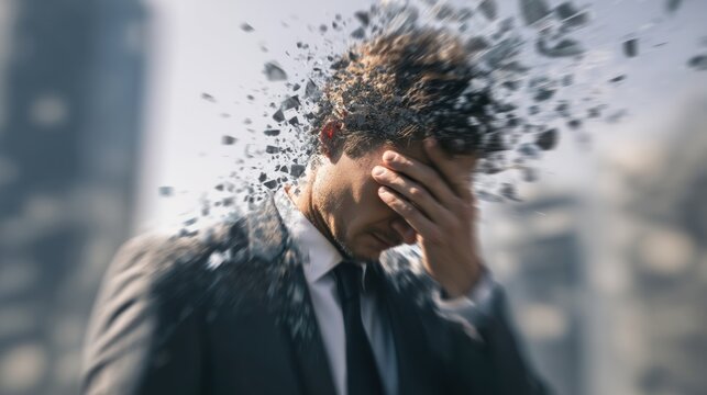 Man exploding head concept illustration
