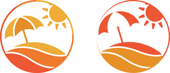 Beach umbrella parasol icon collection featuring linear summer vacation symbols, seaside relaxation, holiday travel, coastal tourism, resort accessories, and minimal outline design, vector, designs © Vector Creator