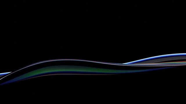 Abstract glass wave on a black background, 4k seamless loop 3d animation
