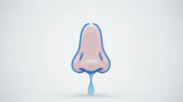 Close-up nose with dripping mucus during allergy season with soft studio lighting and clean background