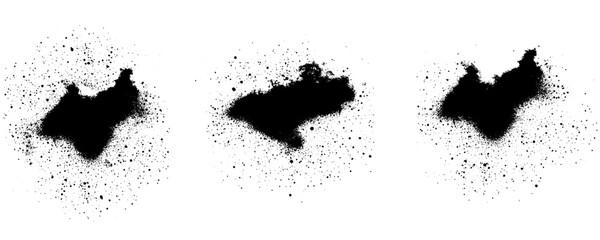 Fototapeta premium Grunge Black Powder Splash Silhouettes. Dramatic Black Powder Burst Isolated Background
