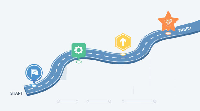 Business goal implementation concept with abstract vector design