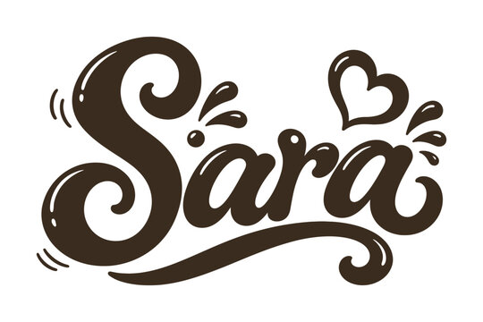 Sara Name 3D Glossy Script Typography SVG on White Background