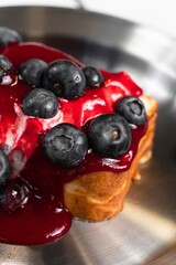Cottage Cheese Casserole with Raspberry Jam and Blueberries © Blessape