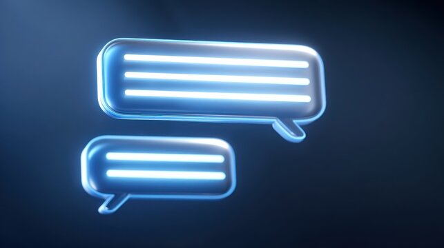 Neon chat bubbles on transparent