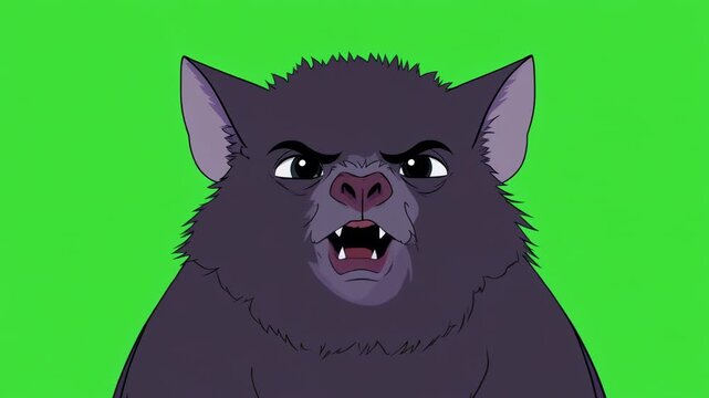 Animated Wolf Expressing Various Emotions With Green Screen Background For Compositing