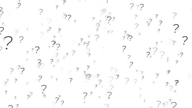 question marks drifting animation for educational FAQ. white background perfect for online course exam and test