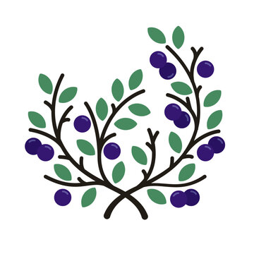 Blackthorn Branches Clipart Vector Flat Illustration Logo Icon