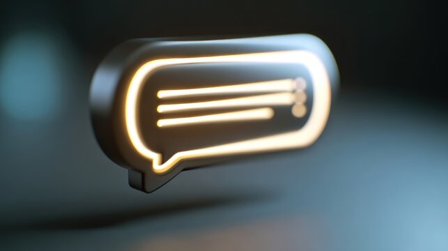Neon dialogue bubble icon illustration