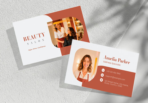 Modern Beauty Salon Business Card Template for Hairstylist, Hairdresser and Beauty Professional