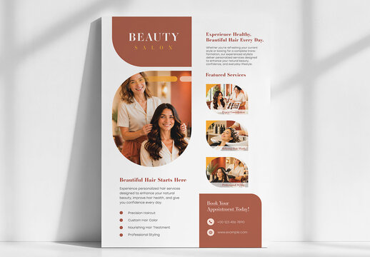 Modern Beauty Salon Promotional Poster Template for Hair Styling, Beauty Spa and Salon Marketing