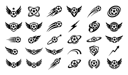 Fototapeta premium Sports Wing Logo Collection with Soccer Basketball Baseball and Esports Emblem Designs