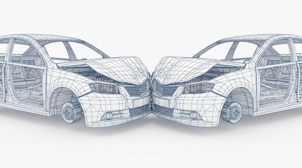 Fototapeta premium Automotive design wireframe concept art digital rendering