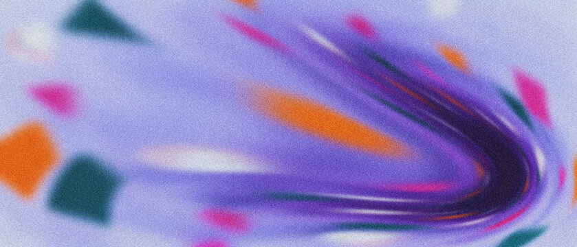 Granulated lavender abstract with a deep violet curve and diffused orange, fuchsia, teal, white shapes, ideal for modern digital backgrounds.