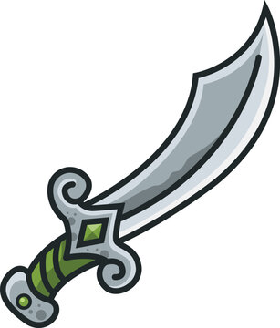Fantasy scimitar sword weapon vector illustration.