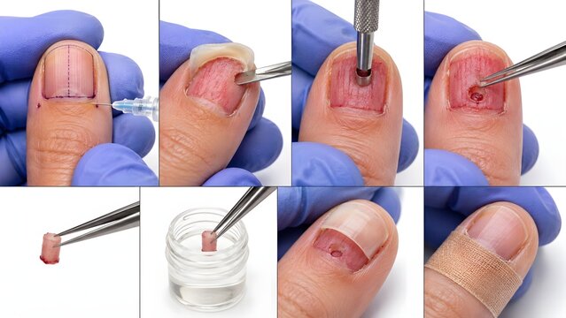 Nail Biopsy Procedure with Punch Biopsy of Nail Bed Ultra Realistic Medical Surgery Close Up